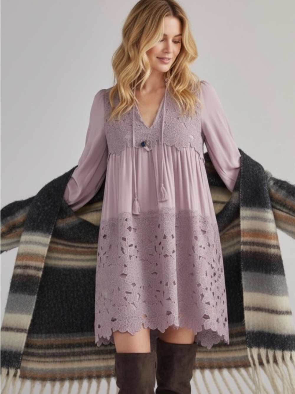 lilac Anthropologie long-sleeve tunic